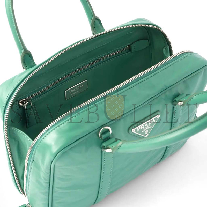 Pra*a medium antique nappa leather top handle bag 1bb092 (24*15.5*7cm)